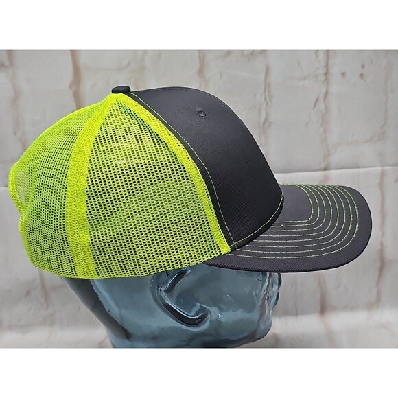 Wild Outdoor Hunting Cap/Hat Charcol/Neon Yellow Leatherette patch Size 22"-24 - Picture 5 of 11